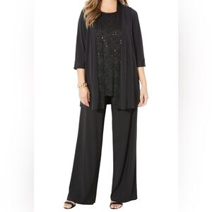 NWOT Catherines 3-Piece Black Lace Gala Pant Suit
